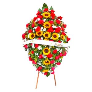 arreglo-floral-funebre-con-rosas-y-girasoles-tripode Coronas Fúnebres en Trípode Cali